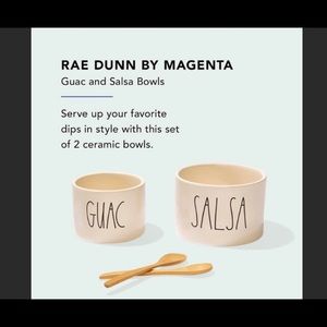 Rae Dunn Guac and Salsa bowls with bamboo spoons